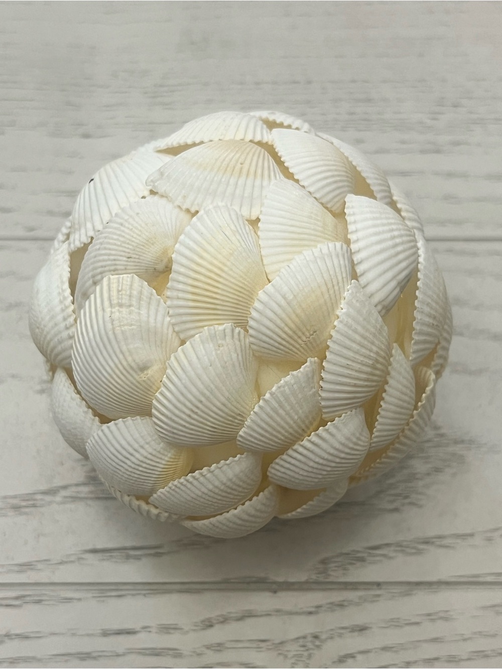 Handmade Seashell Decorative Sphere- White Shells